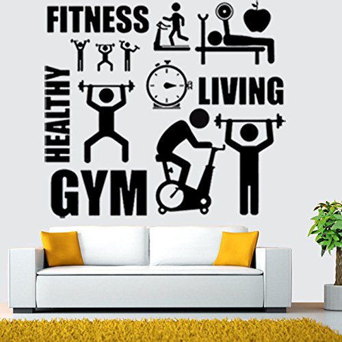 Vinilo adhesivo para pared con diseño de estilo de vida saludable y motivación deportiva, fitness y gimnasio