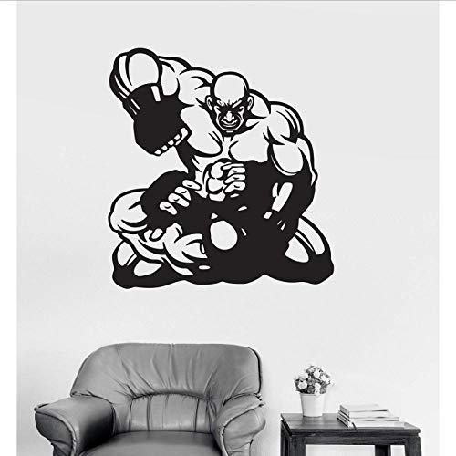 Vinilo decorativo de pared guerrero MMA artes marciales deportes pegatinas, ring de boxeo, sala de boxeo salón decoración pegatinas de pared, 57X61 cm