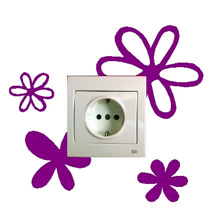 Vinilo decorativo pegatina pared, para interruptor o enchufe, flores Vinilo decorativo pegatina pared, para interruptor o enchufe, flores