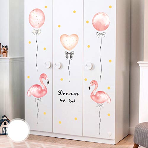 Vinilo para Cabecera Cama Pegatinas Decoraciones Decorativas Flamenco Globo Rosa Habitación Pegatinas de Pared Salón Dormitorio TV Fondo Lnicio Vinilos para Armarios de Bebe Infantiles Niña Niño