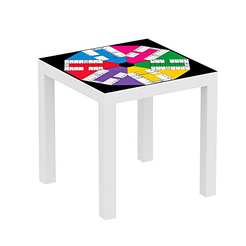 Vinilo para Mesa IKEA Lack Personalizada Juego Parchis Clasico 6 Jugadores | Medidas 0,55 m x 0,55 m | Vinilo Personalizado | Decoración Mobiliario | Pegatina Decorativa de Diseño Elegante