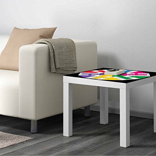 Vinilo para Mesa IKEA Lack Personalizada Juego Parchis Clasico 6 Jugadores | Medidas 0,55 m x 0,55 m | Vinilo Personalizado | Decoración Mobiliario | Pegatina Decorativa de Diseño Elegante