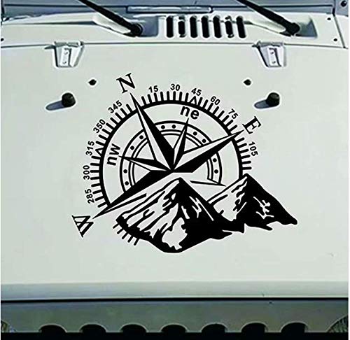 Vinilo Pegatina Adhesivo brujula y Montes en Negro Coches, caravanas, Jeep, autocaravanas, 4 x 4 Acabado CHPYHOME Vinilo Pegatina Adhesivo brujula y Montes en Negro Coches, caravanas, Jeep, autocaravanas, 4 x 4 Acabado CHPYHOME