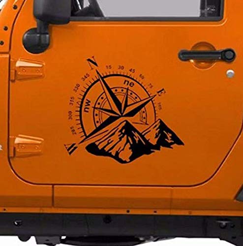 Vinilo Pegatina Adhesivo brujula y Montes en Negro Coches, caravanas, Jeep, autocaravanas, 4 x 4 Acabado CHPYHOME Vinilo Pegatina Adhesivo brujula y Montes en Negro Coches, caravanas, Jeep, autocaravanas, 4 x 4 Acabado CHPYHOME
