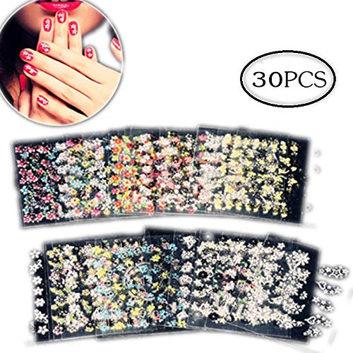 Vinilos de uñas set 30 hojas de diseño mixto 3d nail art stickers puntas de manicura pegatinas polacas calcomanías decoración diy