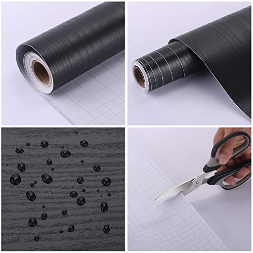 Vinilos para Muebles Grano de Madera Papel Adhesivo 61×500cm Rollo Vinilo Autoadhesivo Papel para Escritorios, Encimeras, Superficies de Muebles Negro Vinilos para Muebles Grano de Madera Papel Adhesivo 61×500cm Rollo Vinilo Autoadhesivo Papel para Escritorios, Encimeras, Superficies de Muebles Negro