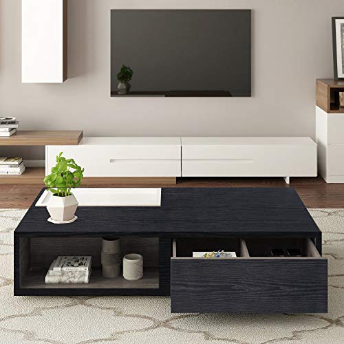 Vinilos para Muebles Grano de Madera Papel Adhesivo 61×500cm Rollo Vinilo Autoadhesivo Papel para Escritorios, Encimeras, Superficies de Muebles Negro