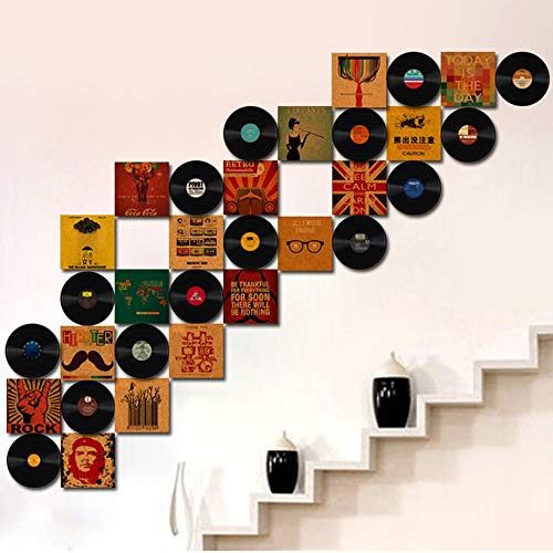 Vinyl Record Decoration, 8 Pieces Roll Music Party Decorations Record, Vinyl Record Wall Decoration, para la Decoración de Bares, Cafeterías, Tiendas de Postres (7 Pulgadas)