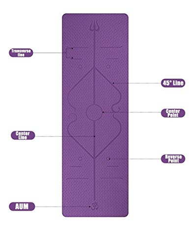 Vioaplem 1830 * 610 * 6 mm TPE Yoga Mat con la Posición Línea Antideslizante Alfombra de Fitness for Principiantes Ambiental colchonetas for Gimnasia Yoga Colchonetas (Color : Light Purple)