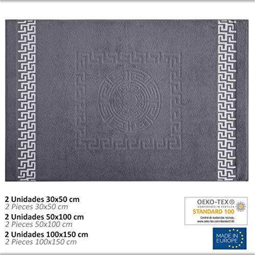 Vipalia Juego de Toallas de baño 6 Piezas. Calidad Rizo Algodon Egipcio 500 gr. Tamaños: 2 de Tocador 2 de Lavabo y 2 de Ducha Sabana. Cenefa Dibujo Cesar. Color Gris Oscuro Vipalia Juego de Toallas de baño 6 Piezas. Calidad Rizo Algodon Egipcio 500 gr. Tamaños: 2 de Tocador 2 de Lavabo y 2 de Ducha Sabana. Cenefa Dibujo Cesar. Color Gris Oscuro