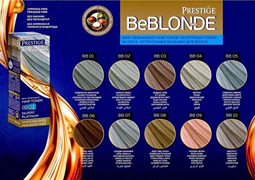 Vips Prestige - BeBlonde Tinte Semi Permanente Color Platino plateado BB01, Sin Amoniaco Sin Peroxide