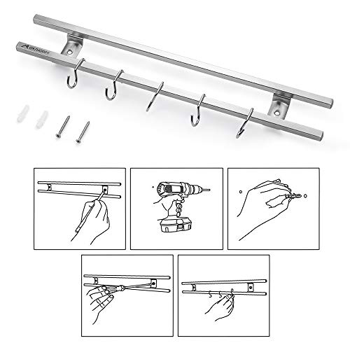 Virklyee Barra magnética Soporte para Cuchillos, Sostenedor de Cuchillo magnetico Fuerte Amplia Tira de Cuchillo Barra de Cuchillo y Organizador de Herramientas magnetico (Doble capa-16 IN)