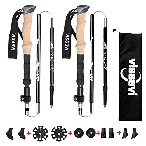 VISSSVI Bastones de Senderismo Bastones Trekking Plegables 2pcs 35cm-125cm de Aleación de Aluminio 7075 Telescópico, Plegable, Ultraligero para Senderismo, Camping, montañismo(Negro) VISSSVI Bastones de Senderismo Bastones Trekking Plegables 2pcs 35cm-125cm de Aleación de Aluminio 7075 Telescópico, Plegable, Ultraligero para Senderismo, Camping, montañismo(Negro)
