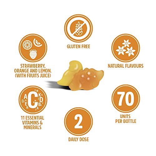 VITALDIN Multivitaminas Kids gummies - Complemento Alimenticio para Niños con 11 Vitaminas & Minerales - 70 gominolas (suministro para 1 mes); sabor a Frutas - Vitalidad & Inmunidad - Sin Gluten 140 g VITALDIN Multivitaminas Kids gummies - Complemento Alimenticio para Niños con 11 Vitaminas & Minerales - 70 gominolas (suministro para 1 mes); sabor a Frutas - Vitalidad & Inmunidad - Sin Gluten 140 g