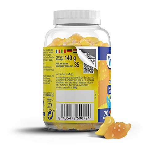 VITALDIN Multivitaminas Kids gummies - Complemento Alimenticio para Niños con 11 Vitaminas & Minerales - 70 gominolas (suministro para 1 mes); sabor a Frutas - Vitalidad & Inmunidad - Sin Gluten 140 g VITALDIN Multivitaminas Kids gummies - Complemento Alimenticio para Niños con 11 Vitaminas & Minerales - 70 gominolas (suministro para 1 mes); sabor a Frutas - Vitalidad & Inmunidad - Sin Gluten 140 g