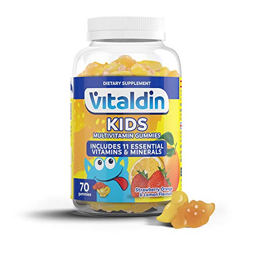 VITALDIN Multivitaminas Kids gummies - Complemento Alimenticio para Niños con 11 Vitaminas & Minerales - 70 gominolas (suministro para 1 mes); sabor a Frutas - Vitalidad & Inmunidad - Sin Gluten 140 g VITALDIN Multivitaminas Kids gummies - Complemento Alimenticio para Niños con 11 Vitaminas & Minerales - 70 gominolas (suministro para 1 mes); sabor a Frutas - Vitalidad & Inmunidad - Sin Gluten 140 g