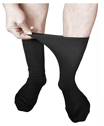 vitsocks Calcetines Extra Anchos No Aprieten Hombre (3 PARES) Piernas Tobillos Hinchados, negro, 39-41