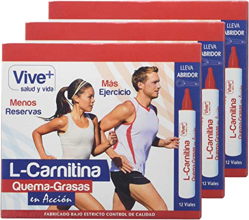 Vive+ L- Carnitina Liquida - 3 Paquetes de 12 Unidades