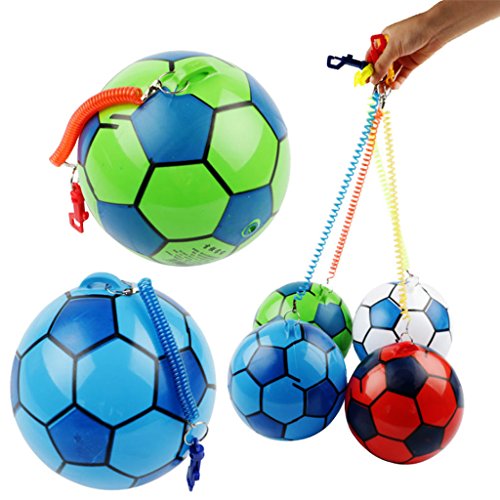 Vivianu Nueva pelota inflable de fútbol con cuerda de deportes de juguete para niños pelota de malabares al aire libre