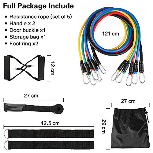 Vivibel 11 Piezas Bandas de Resistencia,Conjunto de Tubos de Ejercicios Juego de Bandas Resistencia Bandas Yoga de Resistencia Juego de Ejercicios Bandas de Resistencinta Bandas elásticas Fitness