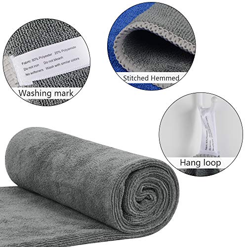 VIVOTE Toallas de Microfibra para Gimnasia Deportes Fitness Workout Sweat Towel Super Absorbent 3 Pack 35x75 CM (Gris + Azul Oscuro + Azul Claro)