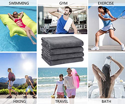 VIVOTE Ultra Suave Toalla Gimnasio, Paquete de 4 40cm x 80 cm Toalla Microfibra Super Absorbente, Gris VIVOTE Ultra Suave Toalla Gimnasio, Paquete de 4 40cm x 80 cm Toalla Microfibra Super Absorbente, Gris