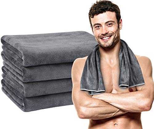 VIVOTE Ultra Suave Toalla Gimnasio, Paquete de 4 40cm x 80 cm Toalla Microfibra Super Absorbente, Gris VIVOTE Ultra Suave Toalla Gimnasio, Paquete de 4 40cm x 80 cm Toalla Microfibra Super Absorbente, Gris