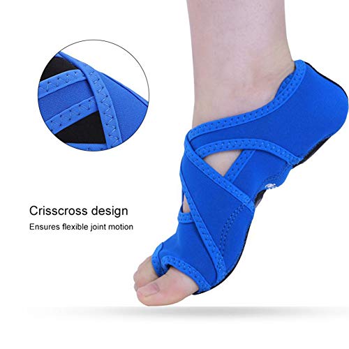 VIWIV Calcetines De Yoga, Calcetines De Masaje Deportivo con Punta Semideslizante, Calcetines Clásicos De Neopreno De Medio Dedo, Adecuados para Hombres Y Mujeres Calcetines De Baile Pilates,Azul,L