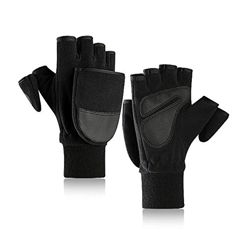 VIWIV Invierno Polar Guantes Calientes de los Hombres de los balanceos Plus Fleece Palma Resistente al Desgaste al Aire Libre de la Pantalla táctil sin Dedos, Multi-Code Opcional,XL