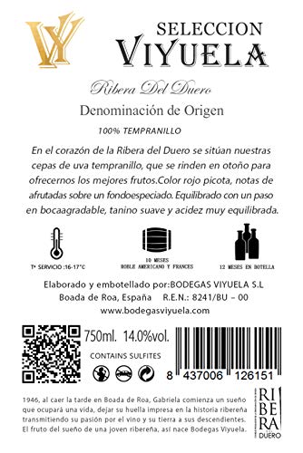 VIYUELA SELECCIÓN 2016 - VINO TINTO ROBLE AUTOR - DO RIBERA DEL DUERO - 6 BOTELLAS VIYUELA SELECCIÓN 2016 - VINO TINTO ROBLE AUTOR - DO RIBERA DEL DUERO - 6 BOTELLAS