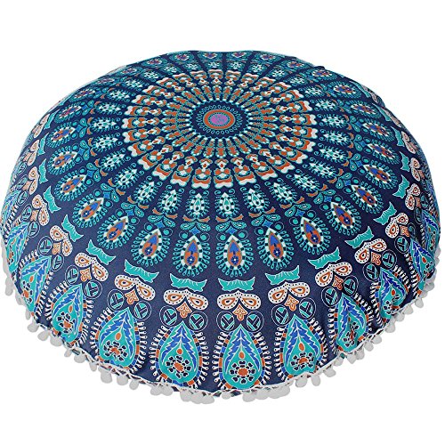 VJGOAL Large Mandala Floor Pillows Round Bohemia impresión Meditación Cojín Funda Otomana Puf Funda de Almohada