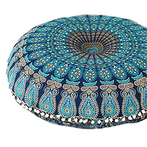 VJGOAL Large Mandala Floor Pillows Round Bohemia impresión Meditación Cojín Funda Otomana Puf Funda de Almohada