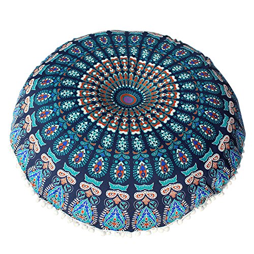 VJGOAL Large Mandala Floor Pillows Round Bohemia impresión Meditación Cojín Funda Otomana Puf Funda de Almohada