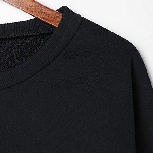 VJGOAL Moda Casual para Mujer Manga Larga del Arco Iris de impresión a Rayas Crop Short Sweatshirt Jumper Negro de Color sólido Pullover Top