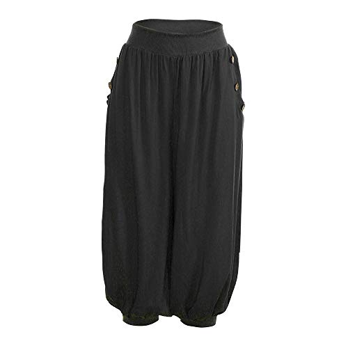 VJGOAL Moda Mujer Cintura Elástica Boho Compruebe Pantalones de Yoga de Color sólido Pantalones Anchos de Verano de Pierna Ancha Holgada(x-Large,Negro)