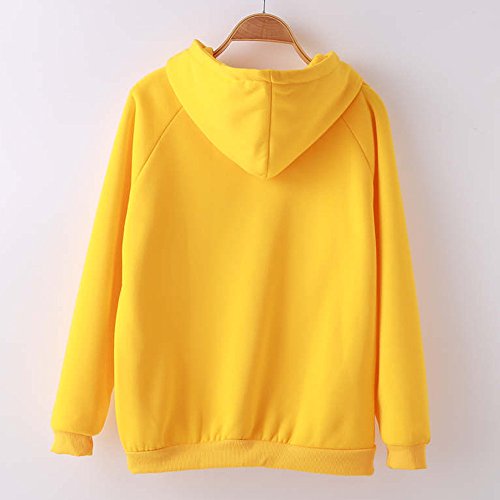VJGOALModa Casual para Mujer Carta de Manga Larga de impresión Sudadera con Capucha de Color sólido Sudadera con Capucha Tops Blusa(XL,Amarillo)