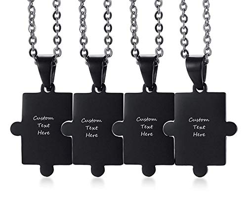VNOX 2/3/4/5/6 Pcs Personalizar Amistad Personalizada/Amor Familia Rompecabezas Pareja Collares Pendientes/Llaveros/Pulseras para Lover Friend BFF,Joyas de Acero Inoxidable,Grabado Gratuito