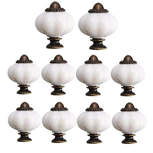 Voarge - Set de 10 pomos de cerámica para interior de cocina, cuarto de baño, 32 mm, estilo vintage Voarge - Set de 10 pomos de cerámica para interior de cocina, cuarto de baño, 32 mm, estilo vintage