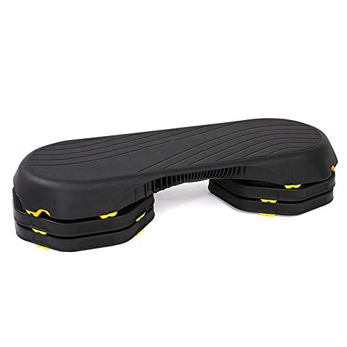 Vobajf Stepper Board Antideslizante para Entrenamiento de Pilates de 3 Niveles, Ejercicios aeróbicos, escalones de Altura Ajustable, PE, Negro, 108 cm