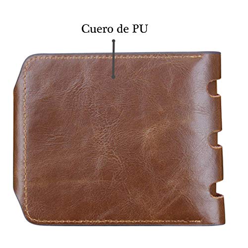 Vococal Carteras de Hombre, Billeteras para Hombre Piel Vintage Estilo Corto PU Cuero Bolsillos Monedero Regalo Billetero Hombre Regalo Día San Navidad