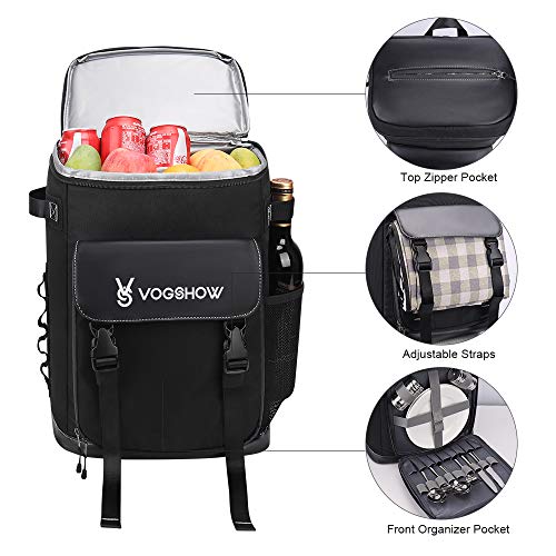 VOGSHOW Mochila Nevera 30 l, Mochila Térmica de Picnic Aislada, Mochila de Refrigeración, Bolsa Térmica Multiusos para Acampar, Familia al Aire Libre, BBQ, Compras, Viajes, Pesca y Playa