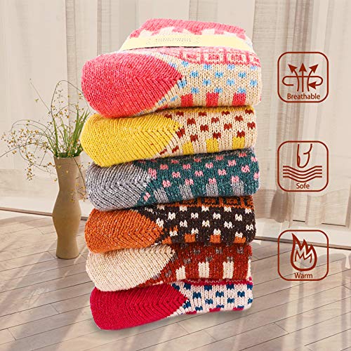 VoJoPi 6 Pares Calcetines Termicos de Mujer, Calcetines Invierno de Lana Frio Extremo, Calcetines Colores Cálidos de Confort Casual, Talla única 35-40 VoJoPi 6 Pares Calcetines Termicos de Mujer, Calcetines Invierno de Lana Frio Extremo, Calcetines Colores Cálidos de Confort Casual, Talla única 35-40