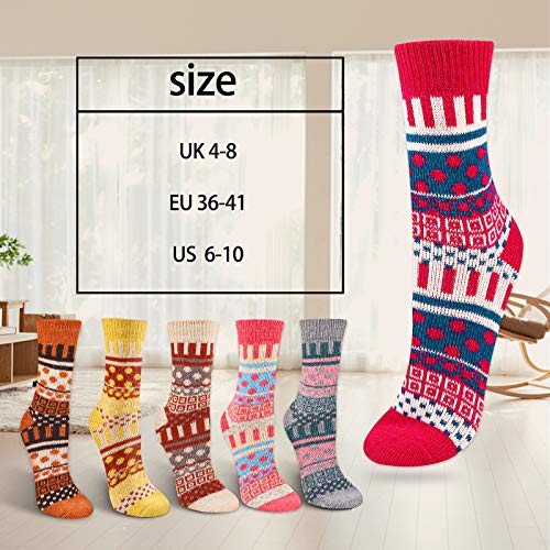 VoJoPi 6 Pares Calcetines Termicos de Mujer, Calcetines Invierno de Lana Frio Extremo, Calcetines Colores Cálidos de Confort Casual, Talla única 35-40 VoJoPi 6 Pares Calcetines Termicos de Mujer, Calcetines Invierno de Lana Frio Extremo, Calcetines Colores Cálidos de Confort Casual, Talla única 35-40