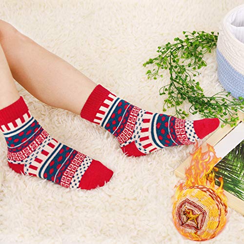 VoJoPi 6 Pares Calcetines Termicos de Mujer, Calcetines Invierno de Lana Frio Extremo, Calcetines Colores Cálidos de Confort Casual, Talla única 35-40 VoJoPi 6 Pares Calcetines Termicos de Mujer, Calcetines Invierno de Lana Frio Extremo, Calcetines Colores Cálidos de Confort Casual, Talla única 35-40