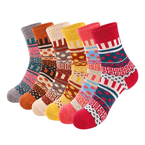 VoJoPi 6 Pares Calcetines Termicos de Mujer, Calcetines Invierno de Lana Frio Extremo, Calcetines Colores Cálidos de Confort Casual, Talla única 35-40 VoJoPi 6 Pares Calcetines Termicos de Mujer, Calcetines Invierno de Lana Frio Extremo, Calcetines Colores Cálidos de Confort Casual, Talla única 35-40