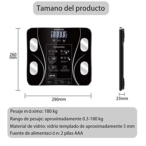 Vokmon Bascula de Baño,Báscula Grasa Corporal, Balanza Bluetooth Inteligente con App, Bascula Electrónica Analógica Monitores con Análisis Corporal, 13 Mediciónes de Peso IMC Visceral e Muscular