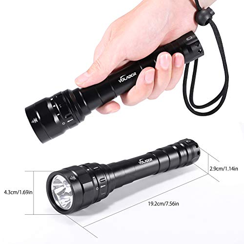VOLADOR Antorcha de Buceo, Linterna de Buceo 3100 Lúmenes 3* CREE XPL LED Linterna Submarina Recargable Linternas de 100 Metros Luces sumergibles con 2X 18650 Batería y Cargador VOLADOR Antorcha de Buceo, Linterna de Buceo 3100 Lúmenes 3* CREE XPL LED Linterna Submarina Recargable Linternas de 100 Metros Luces sumergibles con 2X 18650 Batería y Cargador
