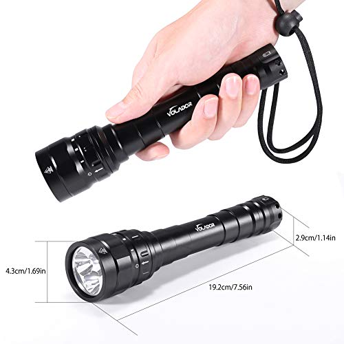 VOLADOR Antorcha de Buceo, Linterna de Buceo 3100 Lúmenes 3* CREE XPL LED Linterna Submarina Recargable Linternas de 100 Metros Luces sumergibles con 2X 18650 Batería y Cargador