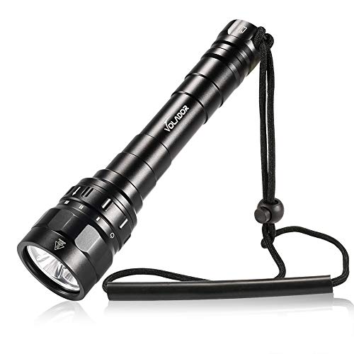 VOLADOR Antorcha de Buceo, Linterna de Buceo 3100 Lúmenes 3* CREE XPL LED Linterna Submarina Recargable Linternas de 100 Metros Luces sumergibles con 2X 18650 Batería y Cargador