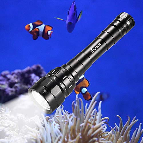 VOLADOR Antorcha de Buceo, Linterna de Buceo 3100 Lúmenes 3* CREE XPL LED Linterna Submarina Recargable Linternas de 100 Metros Luces sumergibles con 2X 18650 Batería y Cargador